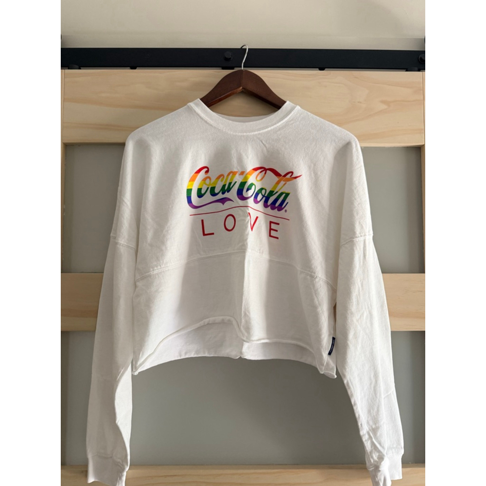 Love Pride Coca-Cola Crop T-Shirt Small White Rainbow